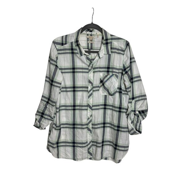 Barbour Tops - Barbour Shoreside Side Shirt Women's USA Size 10 Plaid Button Down Relaxed